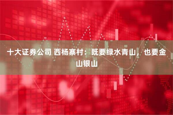 十大证券公司 西杨寨村:既要绿水青山,也要金山银山